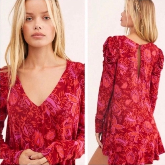 Free people Hello Lover ruched sleeve mini dress - Picture 3 of 12